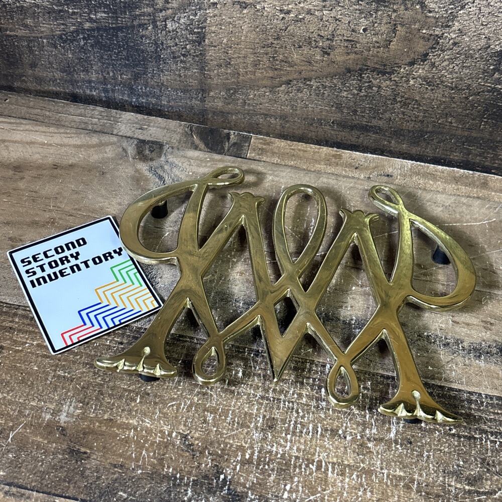 Vintage Brass William and Mary Cypher Trivet Williamsburg Copyright 1950